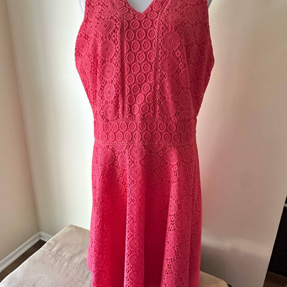 Charter Club Vibrant Pink Lace Mini Dress